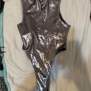 Shiny Silver Kids Bodysuit